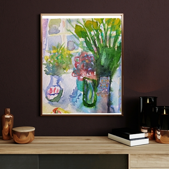 Original Contemporary Watercolor Print of Floral Still-Life - Picture 2 of 2